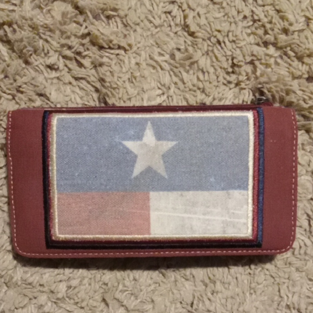 Montana West Star Flag Canvas Clutch in Rust and Blue